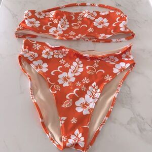 Hawaiian Floral Bandeau Bikini Set